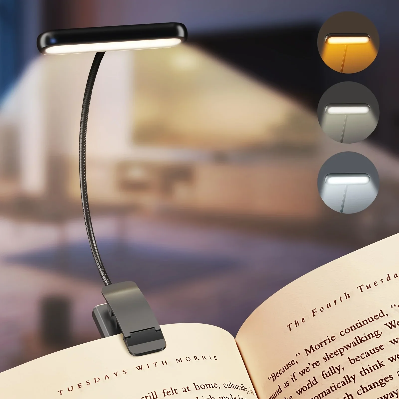 S4de70da668e7480c8930a7291585655dp.webp Portable Flexible Easy Clip Night Reading Lamp USB Rechargeable Reading Light 3Colors Warm Cool White Daylight Book Lamp1 - Image 1