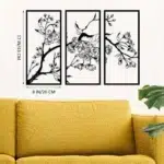 Metal Wall Art: 3Pcs Peach Blossom for Decor" Adorn your walls for Christmas and beyond. - Image 7