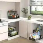 Double Layer Sliding Under Sink Shelf Pull Out Cabinet Storage Rack Kitchen Bathroom Organiser Heavy Duty Metal Wire Black 2 Tier - Image 6