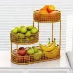 Stainless Steel Multi-layer Fruit Basket, Round Metal Storage Box, Elegant Display Rack for Living Room, Kitchen, Dining Table