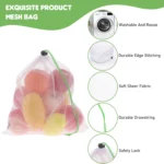 4/8PCS Reusable Produce Mesh Bags Washable Vegetable Storage Bags With Drawstring Toy Organizer Bags Grocery Storage Mesh Bags - Image 2