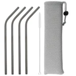 5pcs 304 Stainless Steel Straws Gold Reusable Straws Set Bent Drinking Straw With Bag Cleaning Brush Party Home Bar Accessory - Image 9