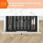 Expandable Cutlery Drawer Organiser 33-57cm | 8 Compartment Utensil Tray | Kitchen Drawer Organiser for Spoons Forks Knives Storage - Image 6
