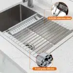 Foldable Stainless Steel Dish Drainer Roll Up Drying Rack Kitchen Sink Organizer UK - Image 5