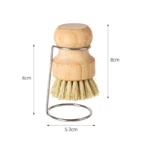 Natural Wooden Pot and Bowl Brush Set with Draining Stand | Eco-Friendly Sisal and Coconut Palm Plant Fibre Kitchen Scrub Brush | Zero Waste Dish Cleaning Tool - Image 8