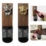 Magnetic Wall Mounted Bottle Opener with Cap Catcher Decorative Bar Kitchen UK