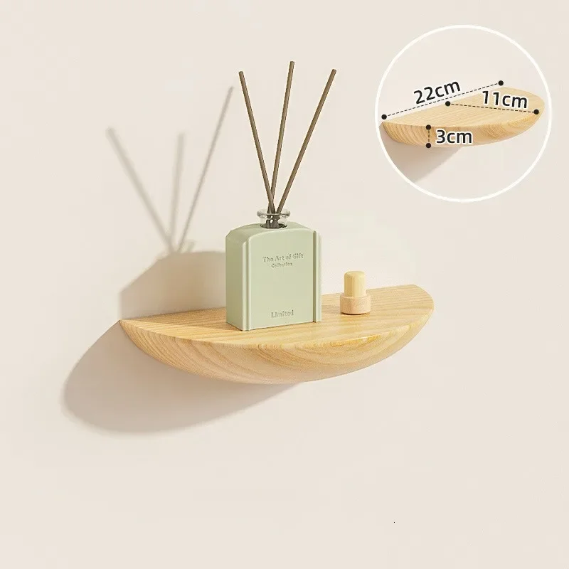 S6016022bb5ee4a67a5b878fcb0205ec2E.webp Semicircle Wooden Wall Shelf Solid Wood Partition Wall Rack Shelf Wall Hanging Background Floating Projector Display Stand Decor - Image 1