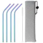 5pcs 304 Stainless Steel Straws Gold Reusable Straws Set Bent Drinking Straw With Bag Cleaning Brush Party Home Bar Accessory - Image 12