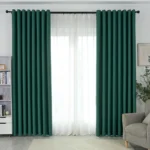 1pc Dark Green Blackout Curtains 90% Room Darkening Elegant Solid Color Thermal Insulated Grommet Drapes - Image 2