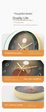 8 Inch Silent Wall Clock | Modern Light Luxury No Ticking Decorative Clock | Stylish Quiet Sweep Movement Wall Clock for Living Room Bedroom Study and Office - Image 6