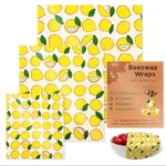 3PC/SET Beeswax Food Wraps Reusable Environmental Organic Cotton Wax Cloth Replace Household Plastic Wrap Washable Lemon Pattern - Image 19