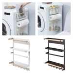 Magnetic Fridge Shelf Wall Holder Space Saving Moveable Multifnctional with Hook Magnetic Spice Rack Refrigerator Organizer