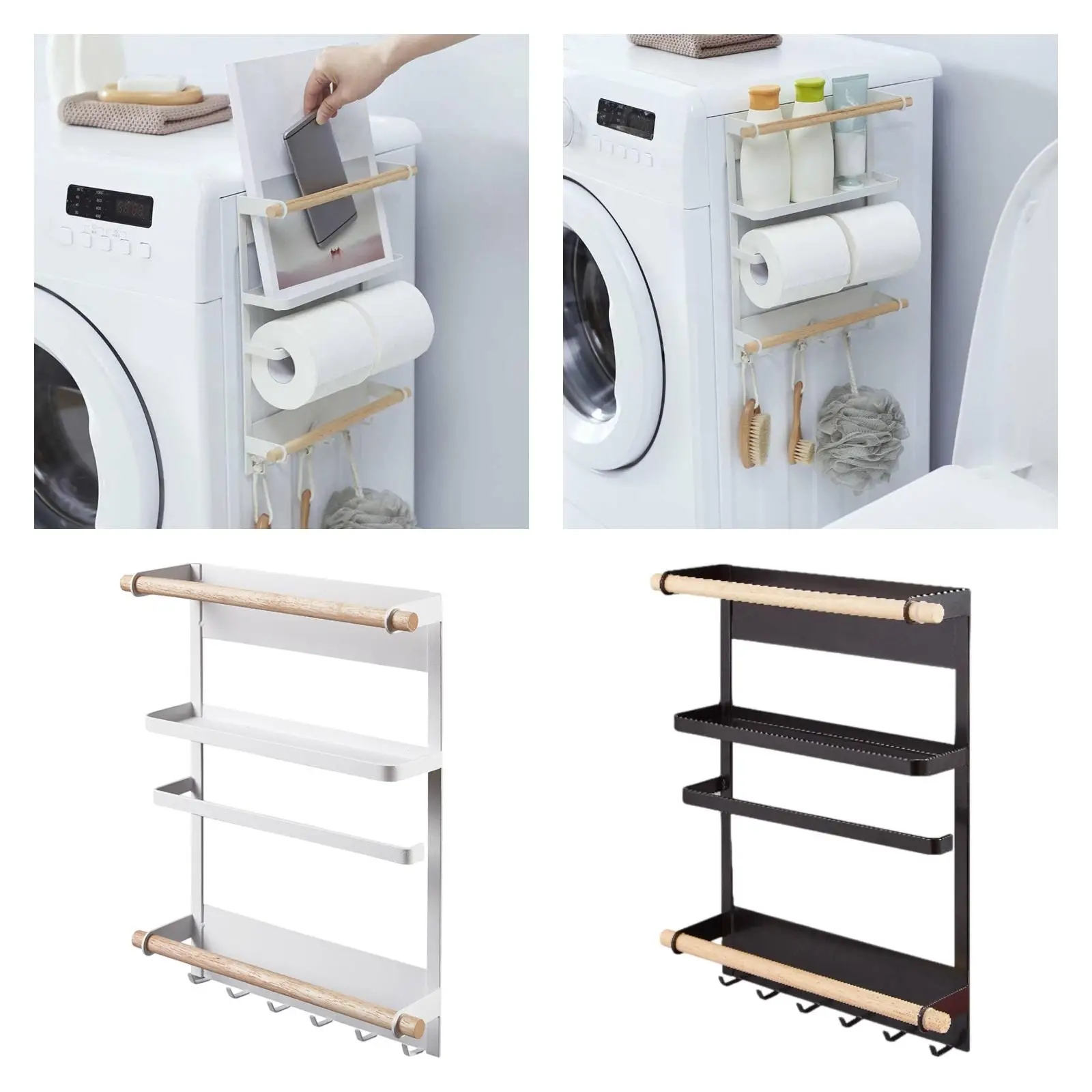 S6b2e6eb0125040d49627cb53d714b2286.webp Magnetic Fridge Shelf Wall Holder Space Saving Moveable Multifnctional with Hook Magnetic Spice Rack Refrigerator Organizer - Image 1