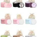 Double Round Makeup Remover Pads 20Pcs Reusable Machine Washable Cleaning Mesh Bag All Skin Types Polyurethane Cosmetic Puff 8cm