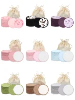 Double Round Makeup Remover Pads 20Pcs + Cleaning Mesh Bag, Machine Washable, Reusable, Suitable for All Skin Types