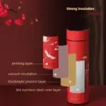 Chinese Style Vacuum Flask Temperature Display Retro Smart Insulated Water Bottle 304 Stainless Steel Thermal Cup Travel Portable - Image 2