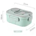 Eco Wheat Straw Bento Lunch Box with Handle – 3-Compartment Portable Meal Container (Microwave-Safe) - Image 7