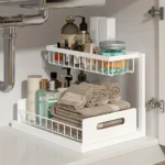Double-Layer Sliding Sink Under-Sink Shelf for Home Use Pull-Out Cabinet Storage Rack for Kitchen and Bathroom Storage - Image 2