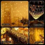 Solar Icicle Curtain Fairy Lights 3.5M | 96 LED Outdoor Waterproof IP65 String Lights | Warm White Multicolour Garden Wedding Christmas Party Eaves Decor - Image 5