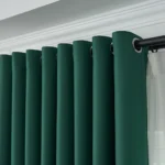 1pc Dark Green Blackout Curtains 90% Room Darkening Elegant Solid Color Thermal Insulated Grommet Drapes - Image 3