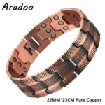 ARADOO Men's Pure Copper Bracelet 3500 Gauss 3X Strongth Magnetic Therapy Link Bracelets - Image 2