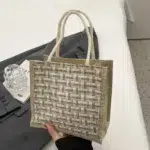 Retro Braided Jute Tote Bag – Large Capacity Beach & Grocery Bag, Women’s Boho Handbag & Lunch Tote - Image 9