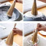 Bamboo Dish Scrub Brush Long Handle Pot Cleaning Tool Natural Fiber Wok Cleaner for Kitchen Sink Home Restaurant Use