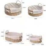 Wicker Storage Baskets for Shelves Organizing Decorative Natural Paper Rope Woven Serving Baskets Trays with Handle Liner - Image 6