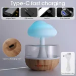 Rain Cloud Humidifier Rain Colorful Mushroom Cloud Raindrop Atmosphere Lamp Night Light Essential Oil Small Aromatherapy Machine - Image 4