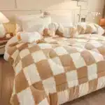 Checkerboard Super Thick Winter Warm Blankets Soft Fluffy Duvet Comforter Warmth Artificial Lamb Cashmere Quilt Weighted Blanket - Image 3