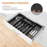 Expandable Cutlery Drawer Organiser 33-57cm | 8 Compartment Utensil Tray | Kitchen Drawer Organiser for Spoons Forks Knives Storage - Image 4