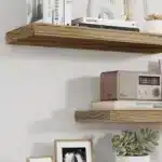 Wooden Floating Wall Shelf Art Storage Rack Rustic Wood Shelves Wall Hanging Shelf Bedroom Home Decorations Wall Mounted Modern - Image 4