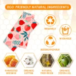 3PC/SET Beeswax Food Wraps Reusable Environmental Organic Cotton Wax Cloth Replace Household Plastic Wrap Washable Lemon Pattern - Image 2