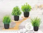 Fake Plants 4 Packs Artificial Plants Small Faux Plants Black Bathroom Accessories Home Office Table Decor Indoor Bonsai Style - Image 5