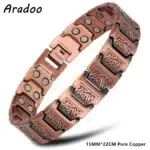 ARADOO Men's Pure Copper Bracelet 3500 Gauss 3X Strongth Magnetic Therapy Link Bracelets - Image 8