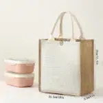 DIY Blank Canvas Tote Bag for Painting and Crafts | Large Plain Burlap-Style Reusable Shopping Bag | Eco-Friendly Handheld Craft Bag for Women - Image 14