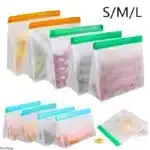 Food Storage Bag Upgrade Leakproof Top Stand Up Reusable Freezer Sandwich Ziplock Bag Silicone Bag Food Preservation