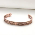 Premium Pure Copper Bracelets Women Vintage Style Magnetic Therapy Open Cuff Bangle Jewelry Gifts Antique Copper Plated Plant Pattern - Image 5