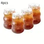 4/6pcs Stripe Glass Cup Could Cup Smooth Surface Bubble Cup Heat-resistant Tumbler for Iced Coffee, Juice, Beverage, Milk, Tea - Image 9