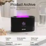 Aroma Diffuser Air Humidifier Ultrasonic Cool Mist Maker Fogger LED Essential Oil Flame Lamp Diffuser 180ml USB 5V Touch Control - Image 4