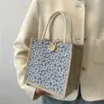 Retro Braided Jute Tote Bag | Large Capacity Boho Beach Grocery Handbag | Women's Woven Lunch Bag with Zipper & Interior Pocket - Image 22