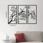 Metal Wall Art: 3Pcs Peach Blossom for Decor" Adorn your walls for Christmas and beyond. - Image 2