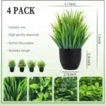 Fake Plants 4 Packs Artificial Plants Small Faux Plants Black Bathroom Accessories Home Office Table Decor Indoor Bonsai Style - Image 4