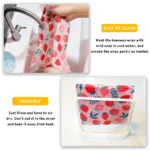 3PC/SET Beeswax Food Wraps Reusable Environmental Organic Cotton Wax Cloth Replace Household Plastic Wrap Washable Lemon Pattern - Image 5