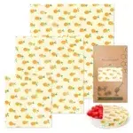 Beeswax Food Wraps Set of 3 | Organic Cotton Reusable Lemon Pattern Wax Cloth | Eco-Friendly Washable Plastic Wrap Alternative | S, M, L Sizes - Image 21