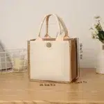 DIY Blank Canvas Tote Bag for Painting and Crafts | Large Plain Burlap-Style Reusable Shopping Bag | Eco-Friendly Handheld Craft Bag for Women - Image 15