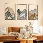ModernPeak 3-Piece Metal Wall Art Set | Mountain Landscape, Square Hollow Design, Ideal for Living & Bedrooms - Image 3