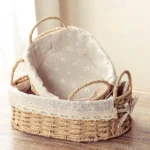 Wicker Storage Baskets for Shelves Organizing Decorative Natural Paper Rope Woven Serving Baskets Trays with Handle Liner - Image 4