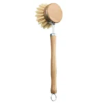 Natural Bamboo Kitchen Cleaning Brush with Draining Storage Tray | Eco-Friendly Dish Pot Pan and Sink Scrubber | Zero Waste Wooden Hand Brush for Kitchen and Bathroom - Image 7
