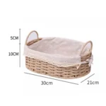 Wicker Storage Baskets for Shelves Organizing Decorative Natural Paper Rope Woven Serving Baskets Trays with Handle Liner - Image 11